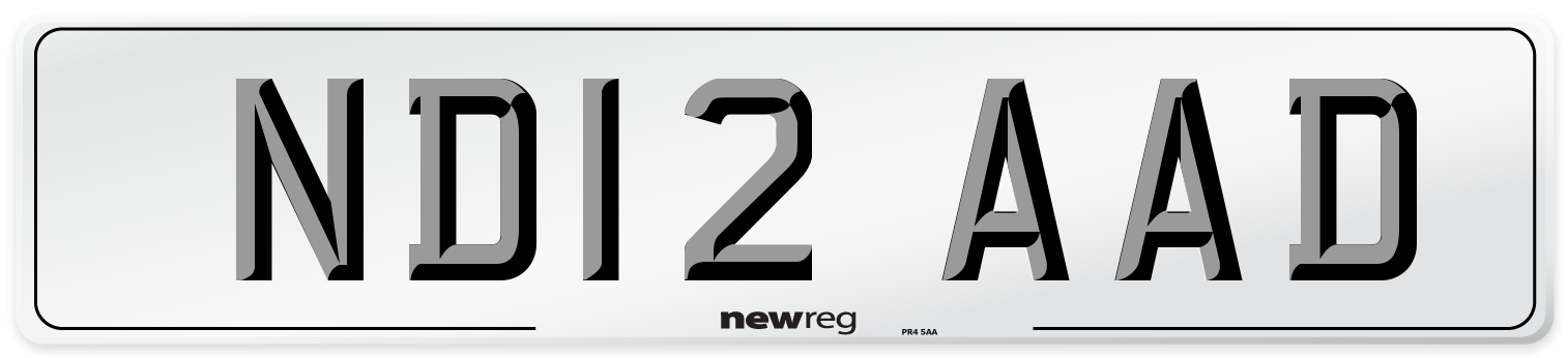 ND12 AAD Number Plate from New Reg